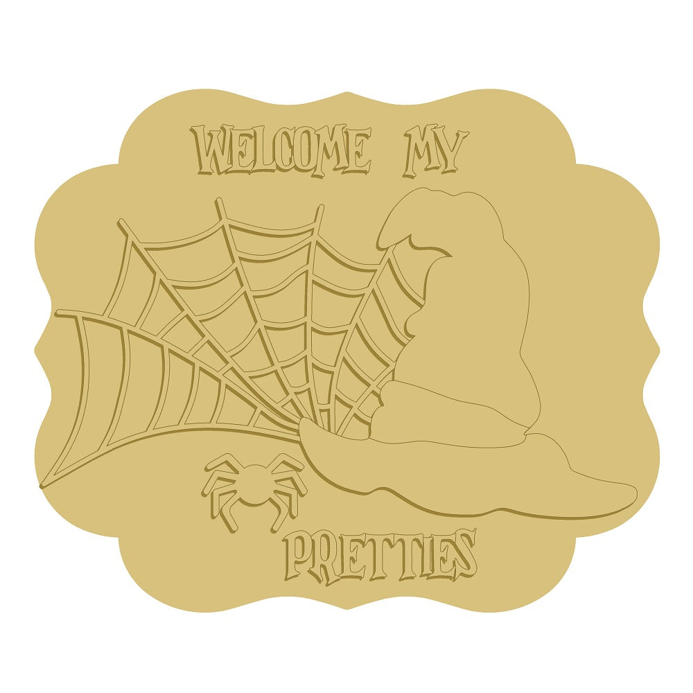 3D Welcome Pretties Unfinished Wood Cutout Style 2