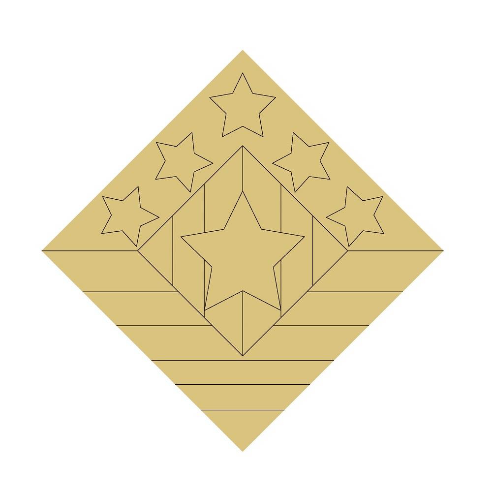 Design By Line Barn Quilt Diamond MDF Cutout Star Pattern With Central ...