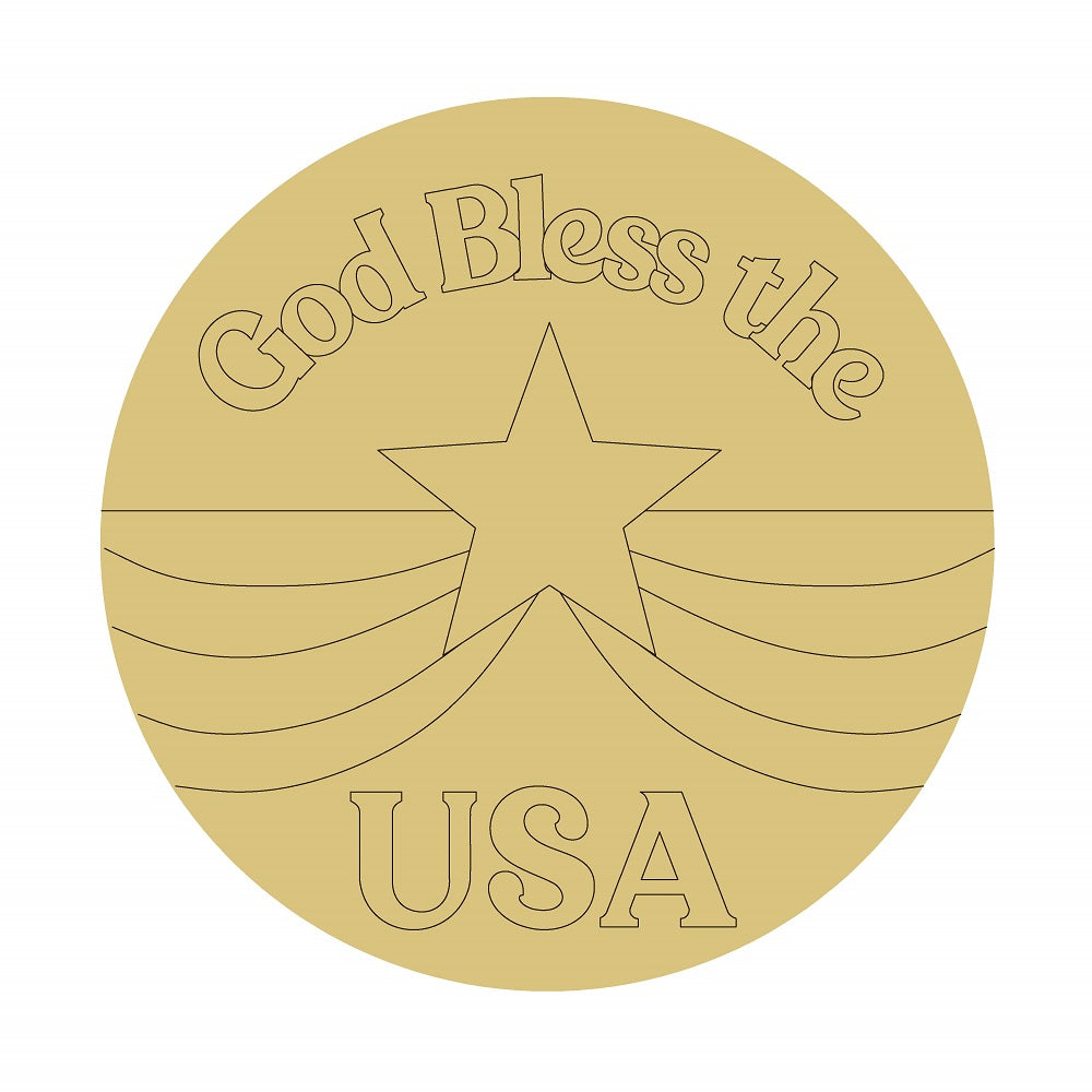 God Bless Design By Line Unfinished Wood Cutout Style 2