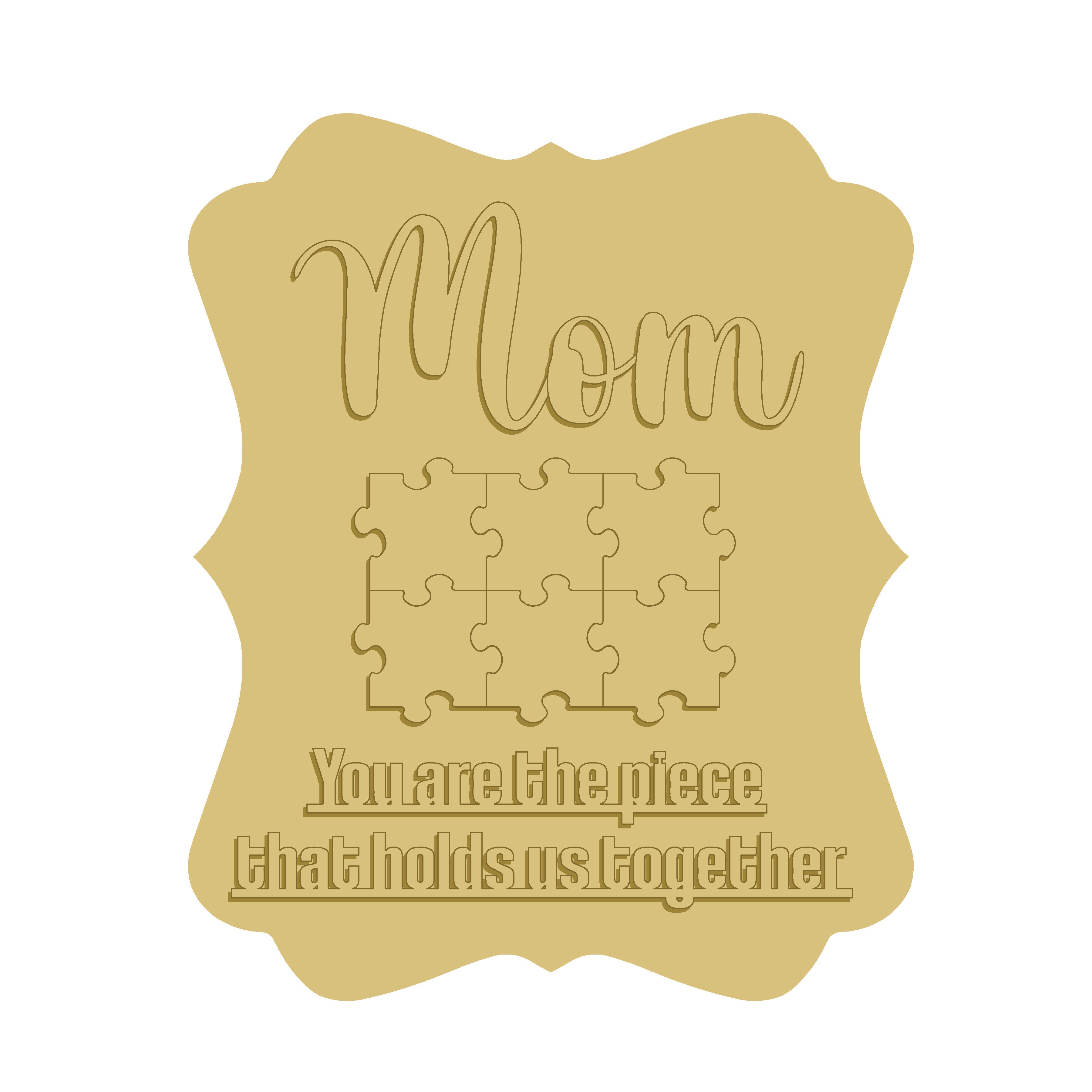 3D Design By Line Mom Plaque Unfinished Wood Cutout Style 7