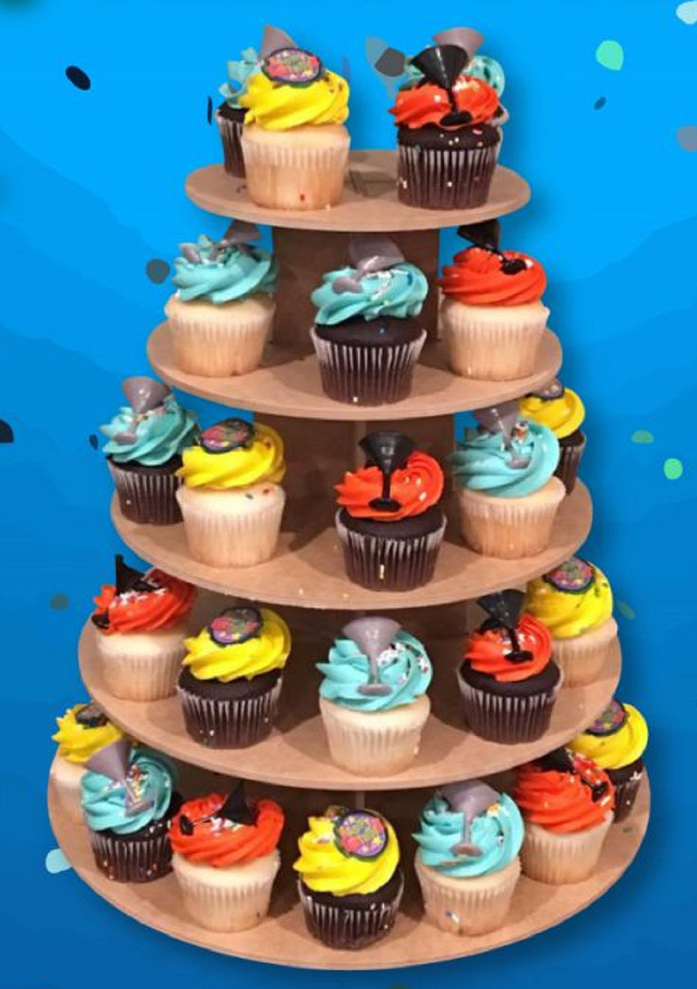 5 Tier Cupcake Stand with Cupcakes
