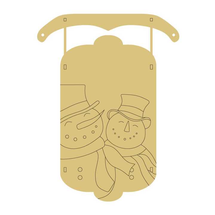 PPHQ Snowmen Dimensional Sled Unfinished Wood Cutout Style 3