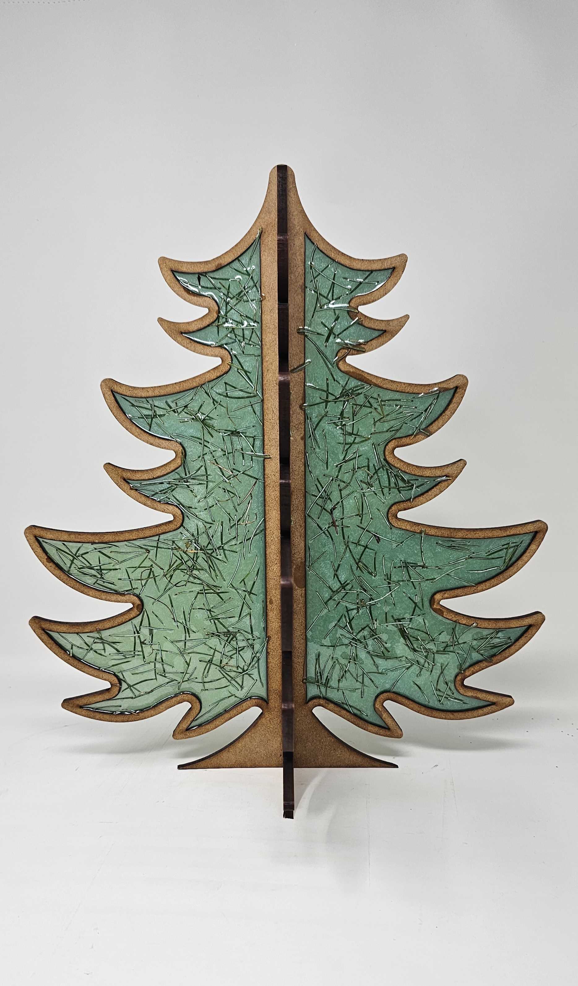 Faux Stained Glass Laser Cut Evergreen Tree MDF Cutout Dimensional Tree Silhouette - Unfinished For DIY