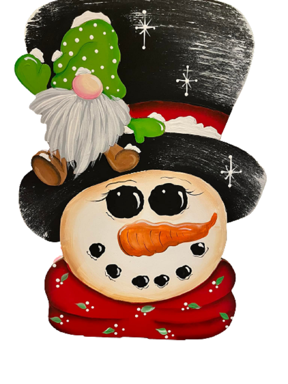 Design By Line Snowman Head MDF Cutout Top Hat Silhouette - Unfinished For DIY