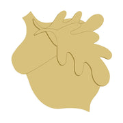 3D Acorn With Leaves MDF Cutout Autumn Nature Silhouette - Unfinished For DIY