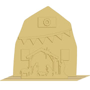 3D Barn MDF Cutout Nativity Scene - Unfinished For DIY