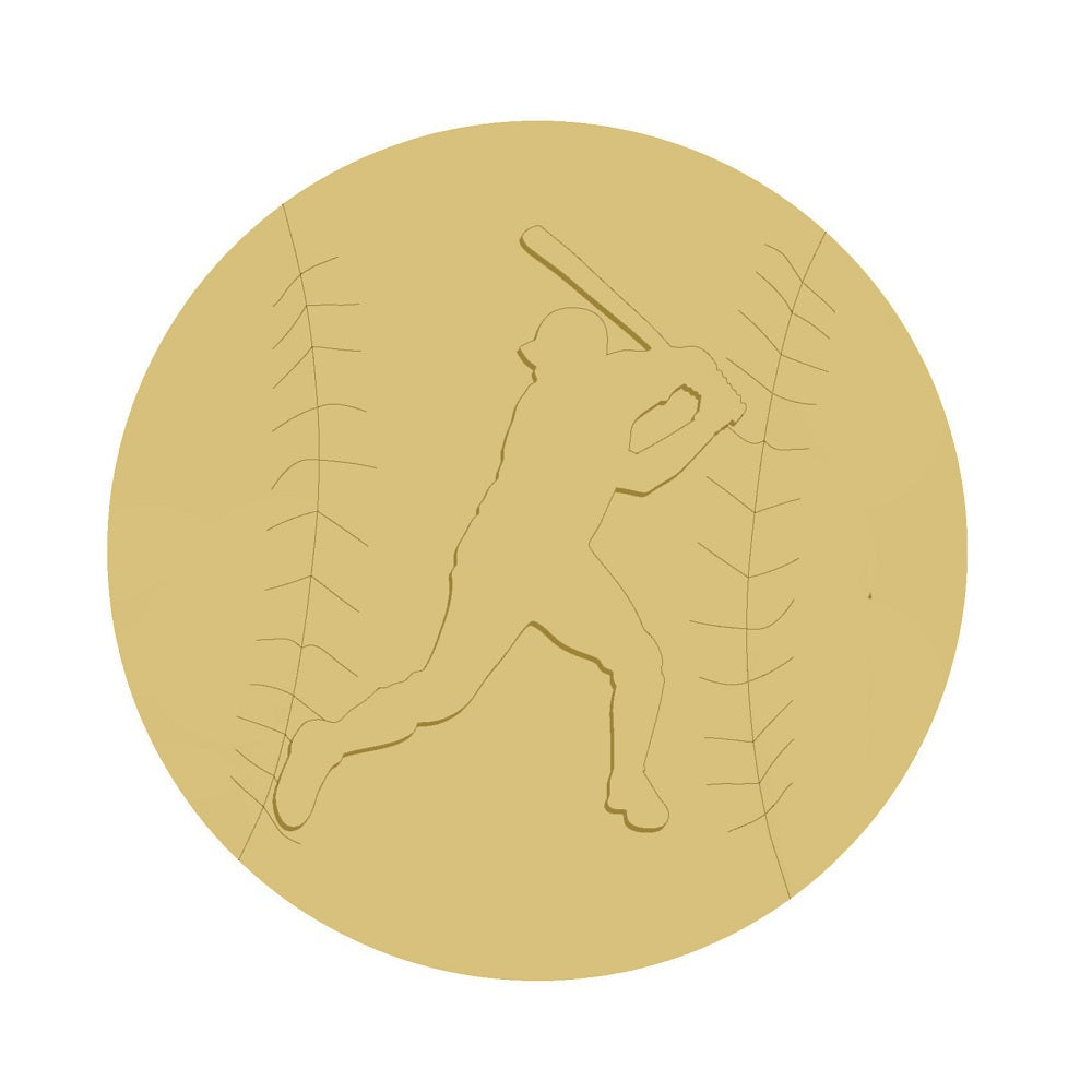 3D Round MDF Cutout Baseball Batter Silhouette - Unfinished For DIY