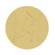 3D Round MDF Cutout Baseball Batter Silhouette - Unfinished For DIY