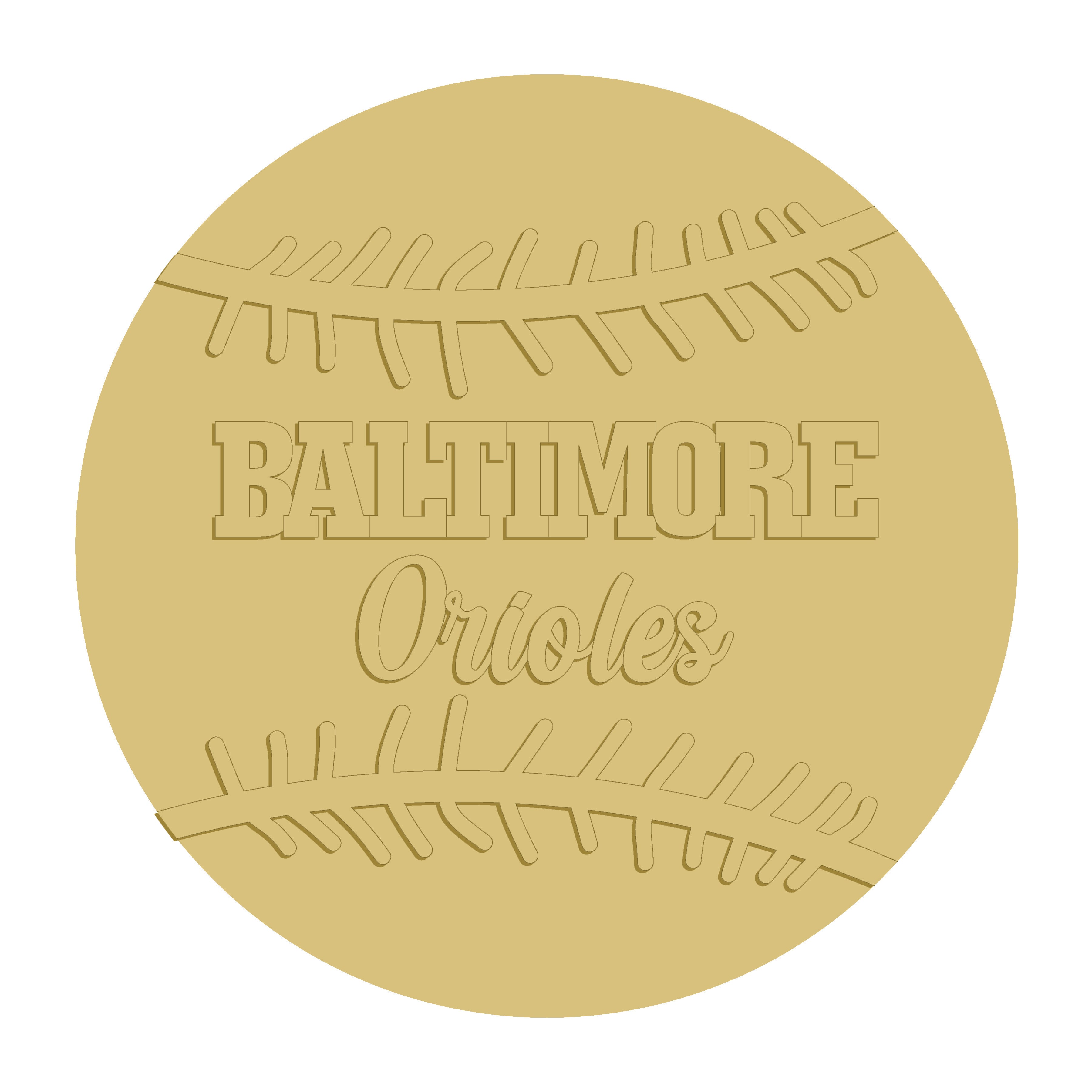 3D-BASEBALL UNFINISHED WOOD CUTOUT STYLE 1-A3