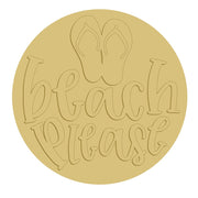 3D Round MDF Cutout Beach Please Flip Flops - Unfinished For DIY
