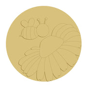 3D Round MDF Cutout Bee And Flower - Unfinished For DIY
