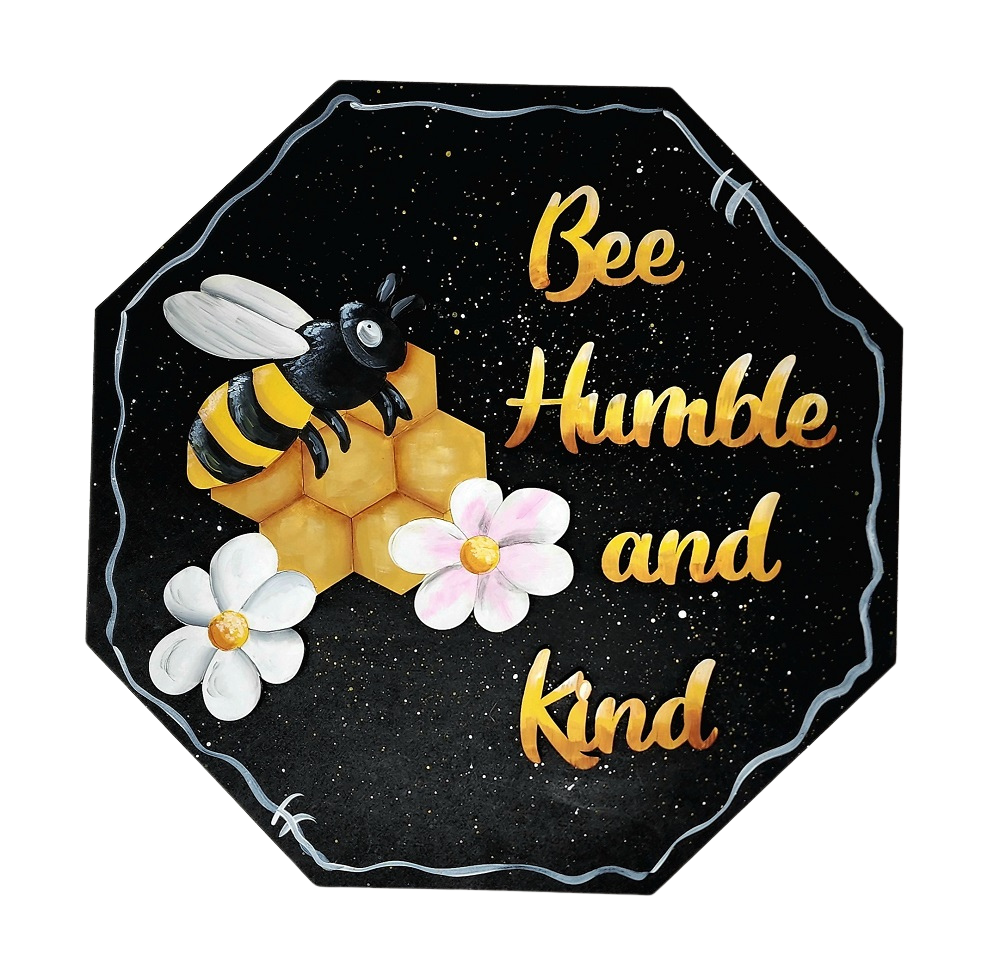 3D Octagon MDF Cutout Bee Humble And Kind - Unfinished For DIY
