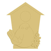 3D Birdhouse MDF Cutout Bird With Flowers - Unfinished For DIY