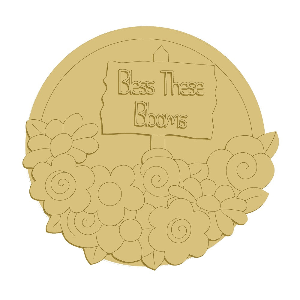 3D Bless These Blooms Unfinished Wood Cutout Style 1 Art 1