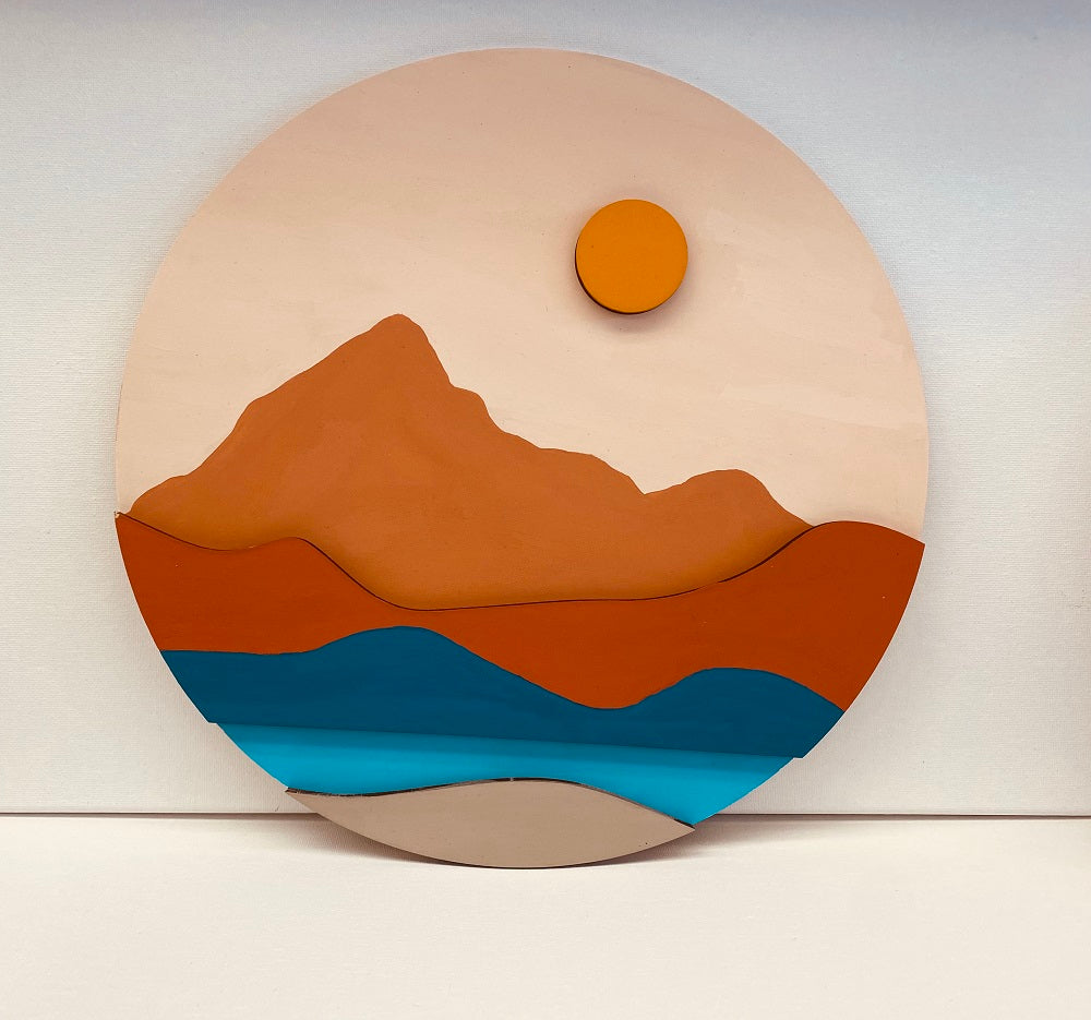 Design By Line Round MDF Cutout Boho Sun Landscape - Unfinished For DIY