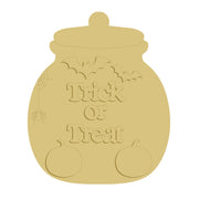 3D  MDF Cutout Trick Or Treat Candy Jar  - Unfinished For DIY