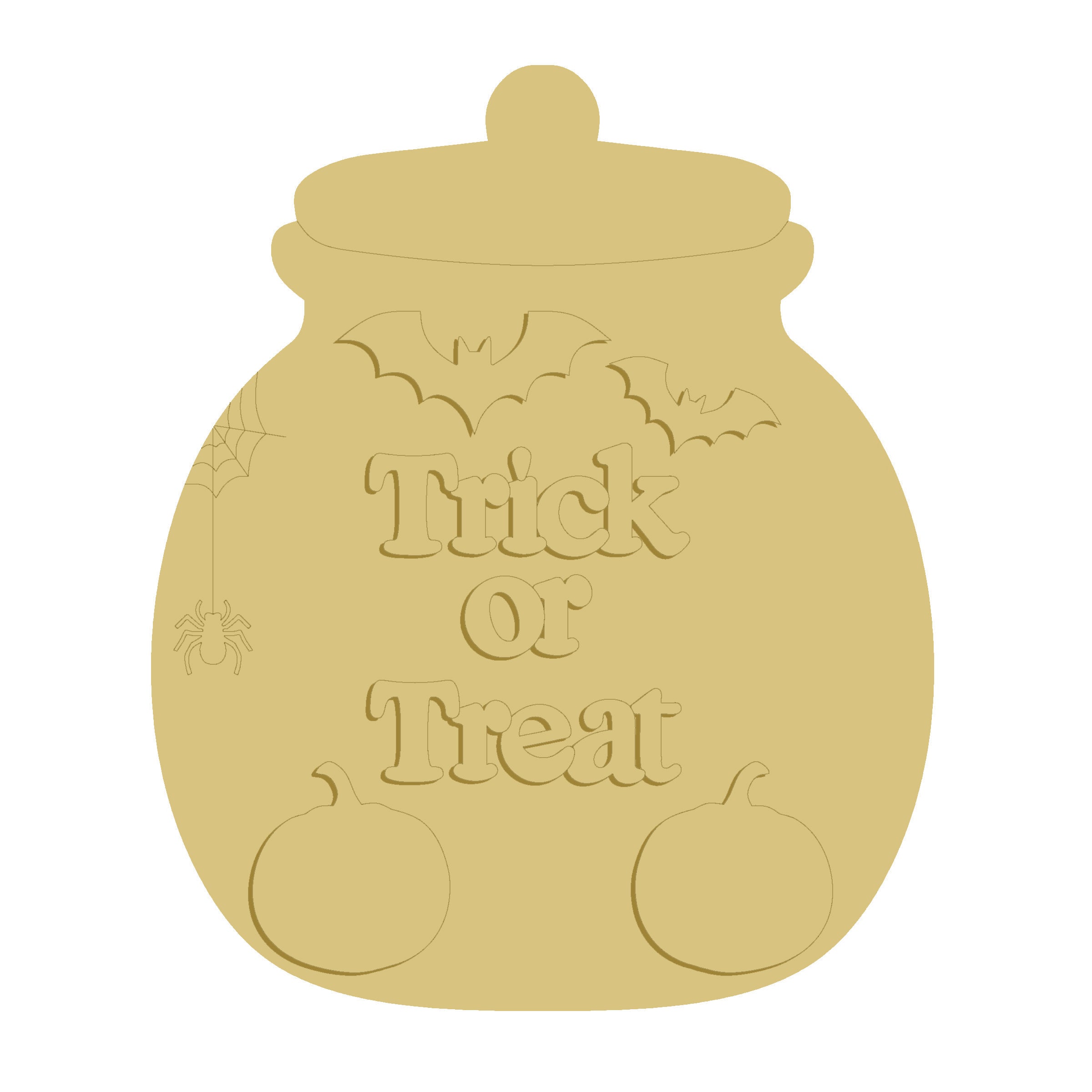 3D  MDF Cutout Trick Or Treat Candy Jar  - Unfinished For DIY