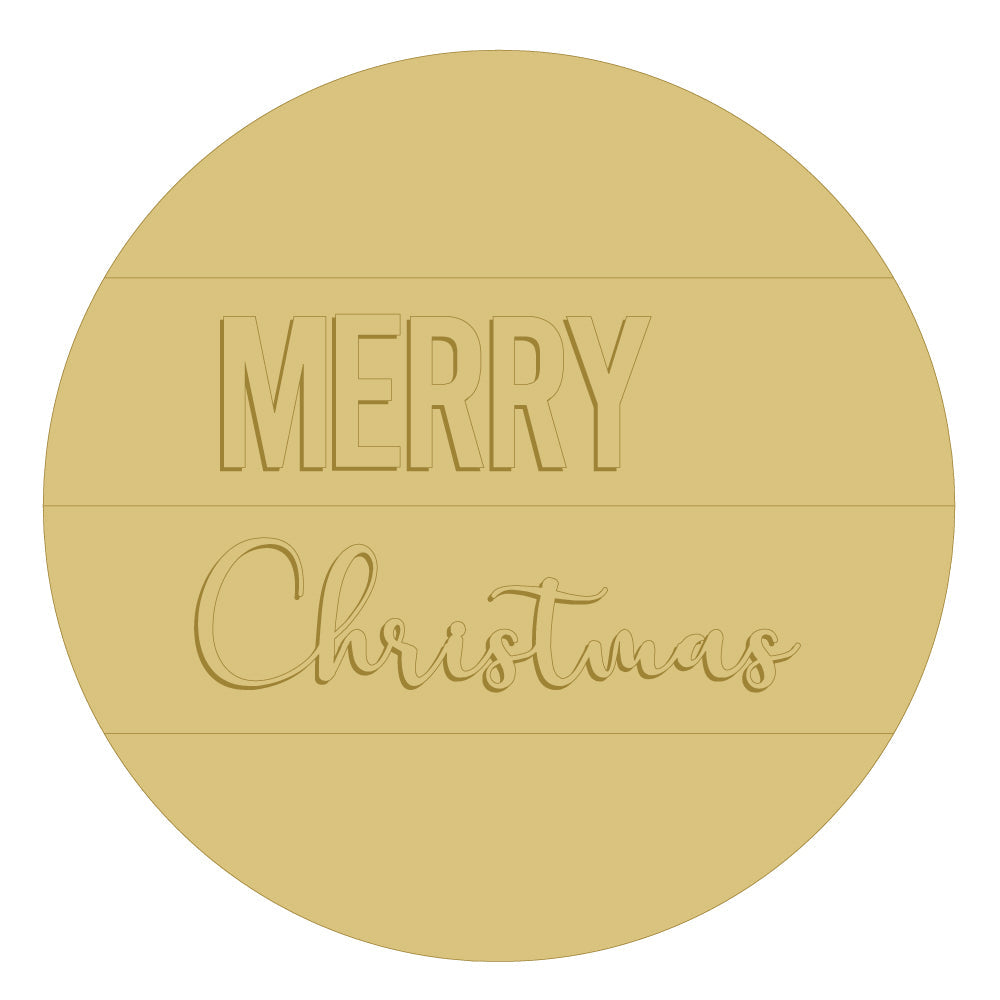 3D Round MDF Cutout Merry Christmas With Merry in Capital Letters- Unfinished For DIY