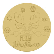 3D Round MDF Cutout Merry Christmas Reindeer Snowflakes - Unfinished For DIY