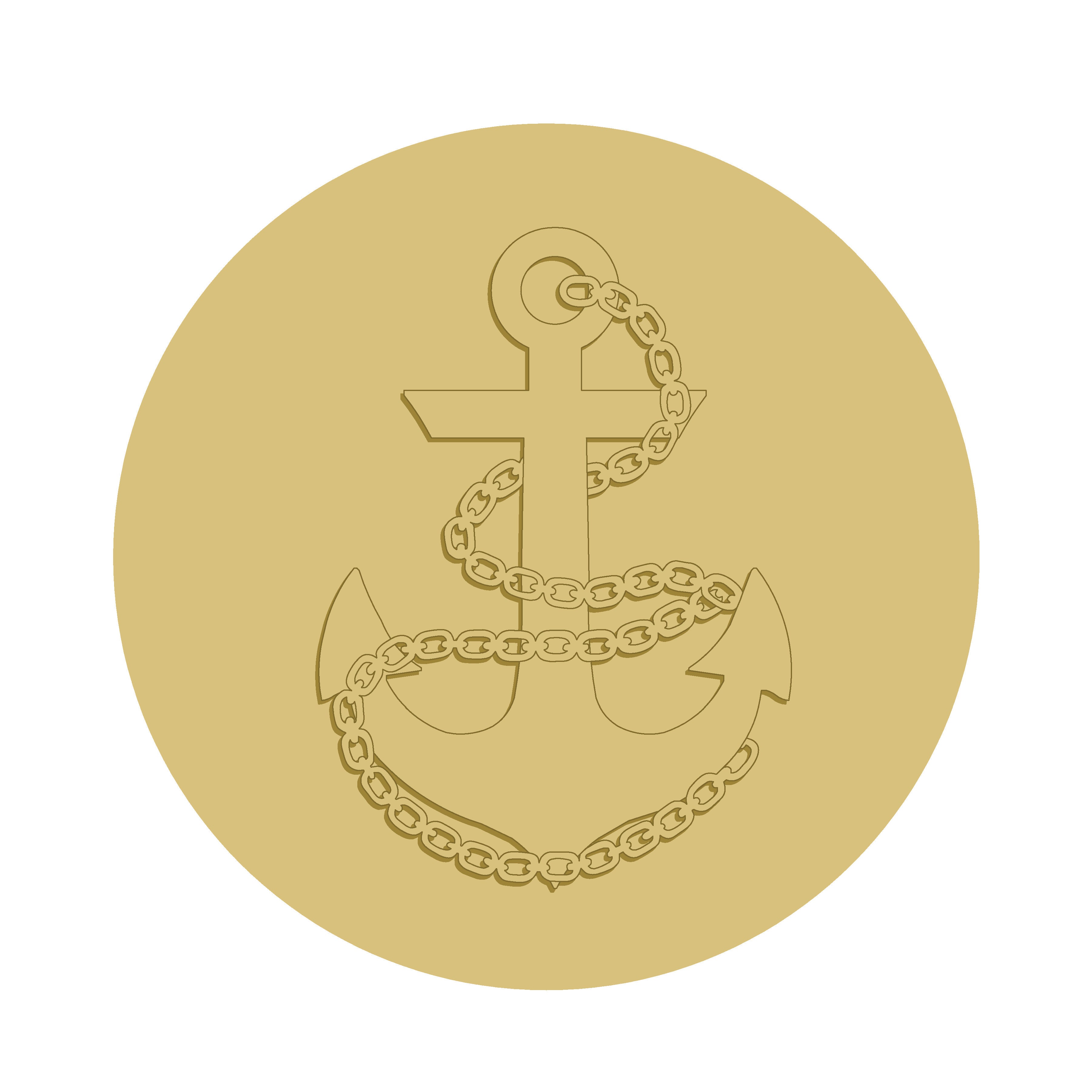 3D Round MDF Cutout Anchor With Chain - Unfinished For DIY