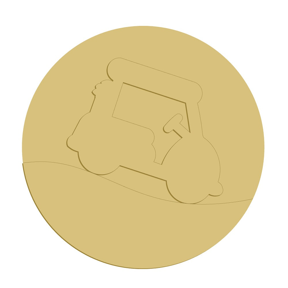 3D Circle Golf Cart Unfinished Wood Cutout Style 1 Art 1