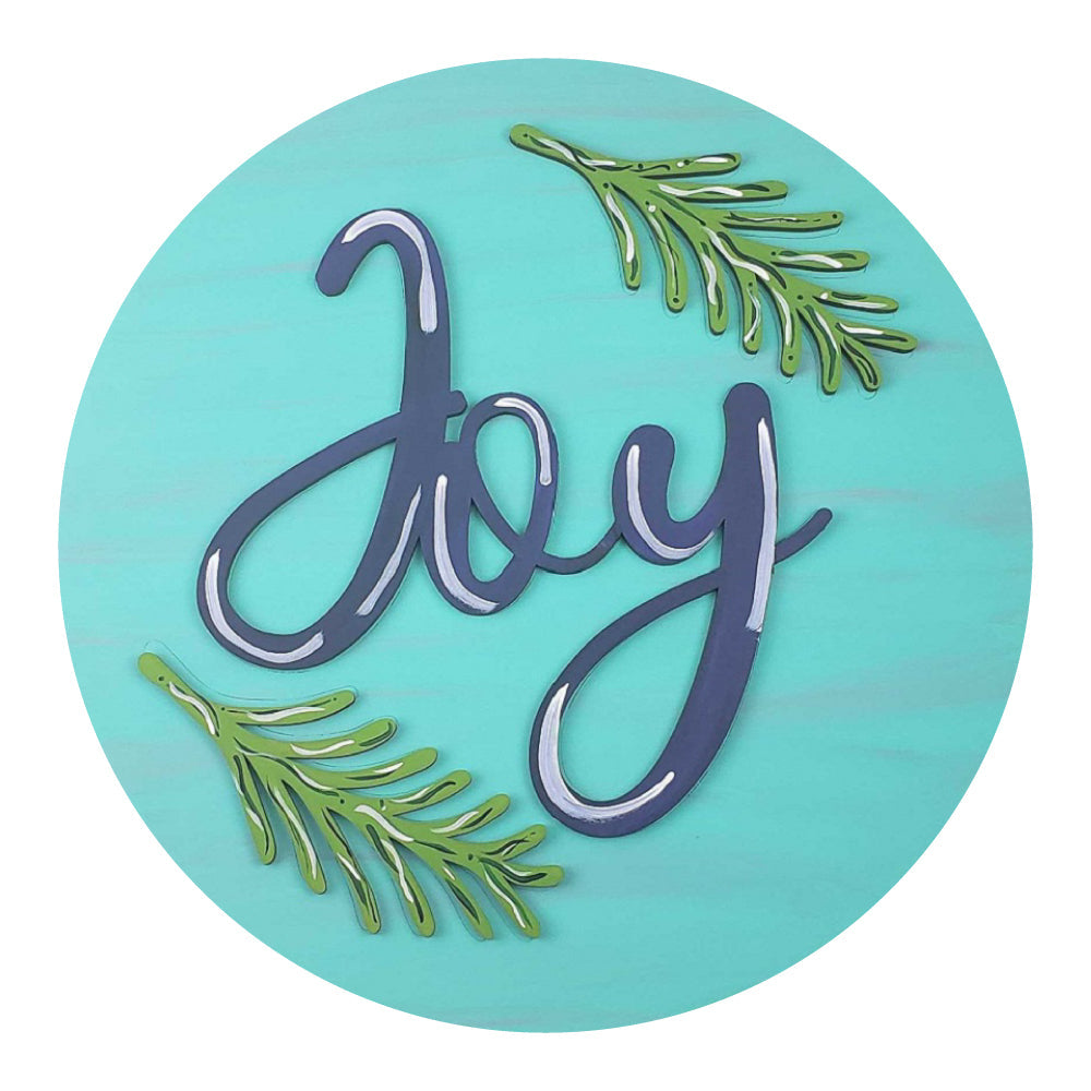 Design By Line Round MDF Cutout Joy Script Ornament - Unfinished For DIY