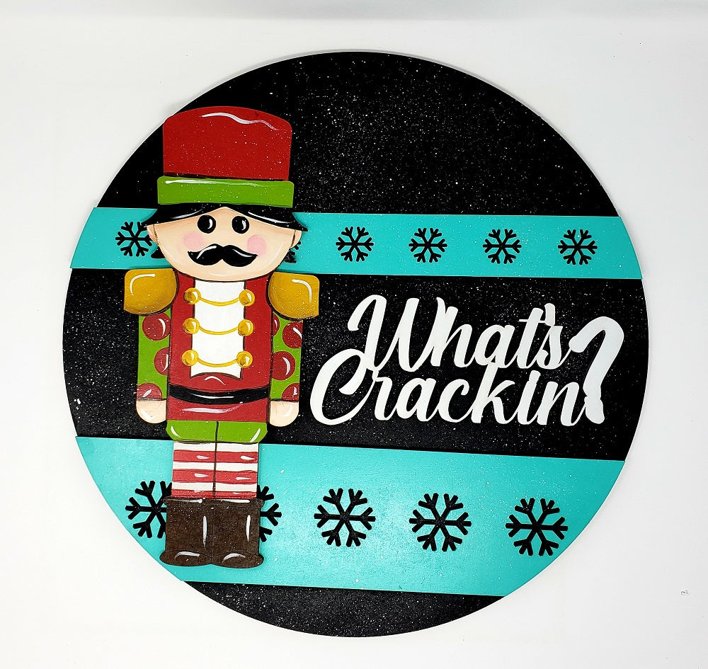 3D Round MDF Cutout What's Crackin Nutcracker - Unfinished For DIY