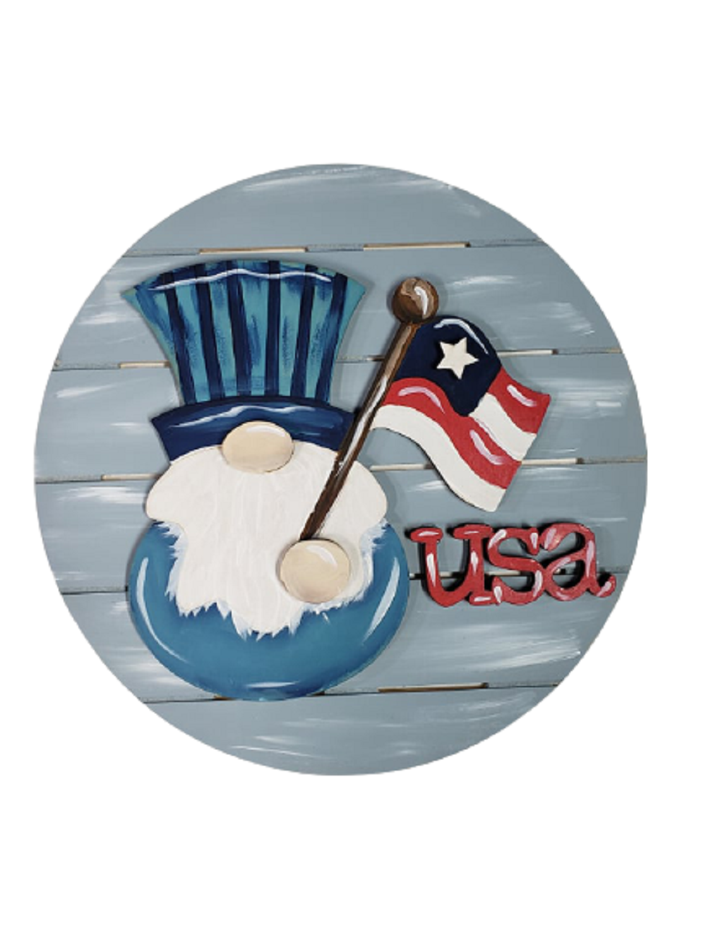 3D Round MDF Cutout USA Gnome Circle Pallet - Unfinished For DIY