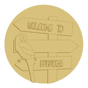 3D Round MDF Cutout Welcome To Paradise Parrot Sign - Unfinished For DIY