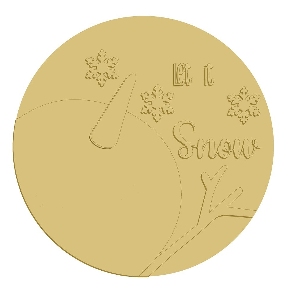 3D Round MDF Cutout Let It Snow Snowflakes - Unfinished For DIY