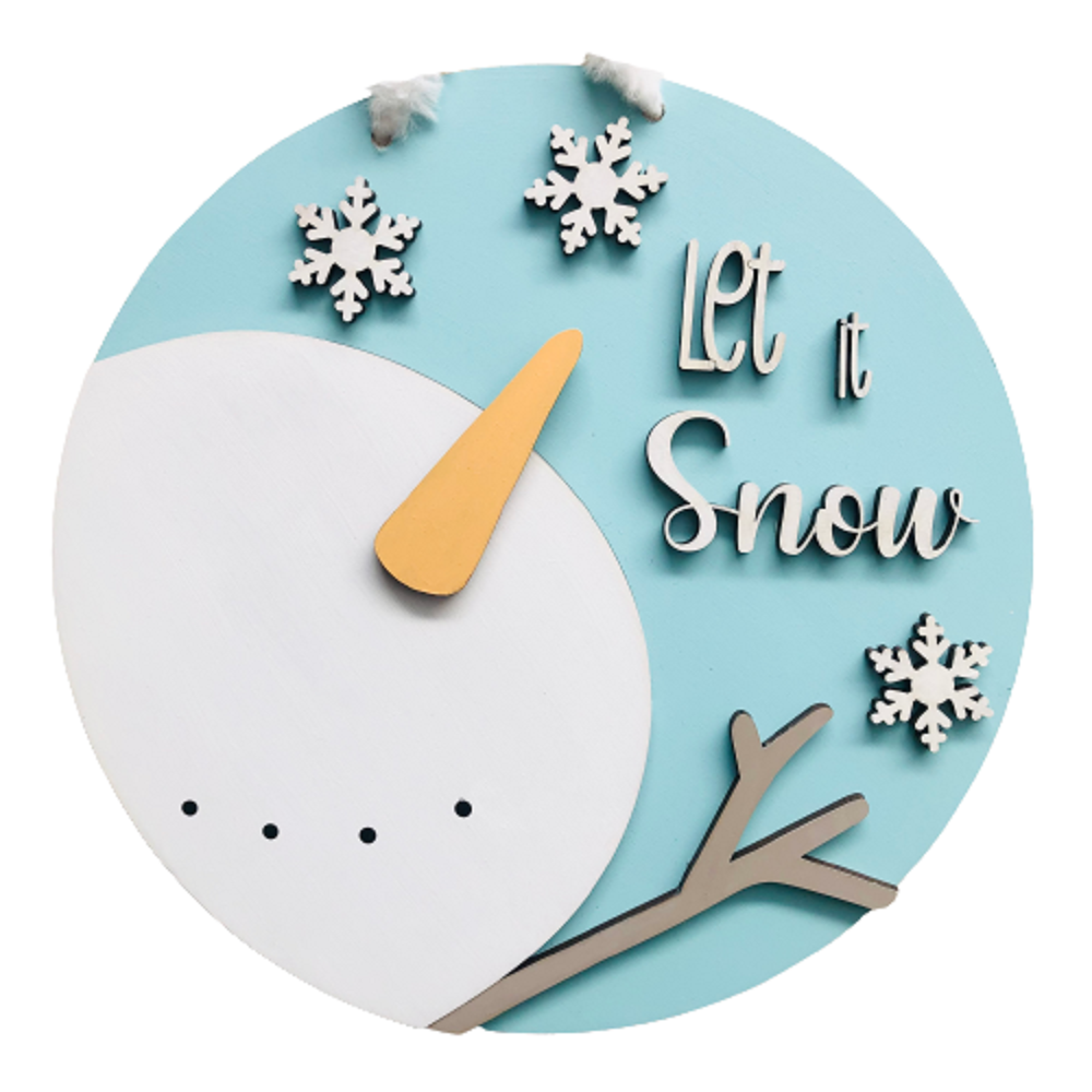 3D Round MDF Cutout Let It Snow Snowflakes - Unfinished For DIY