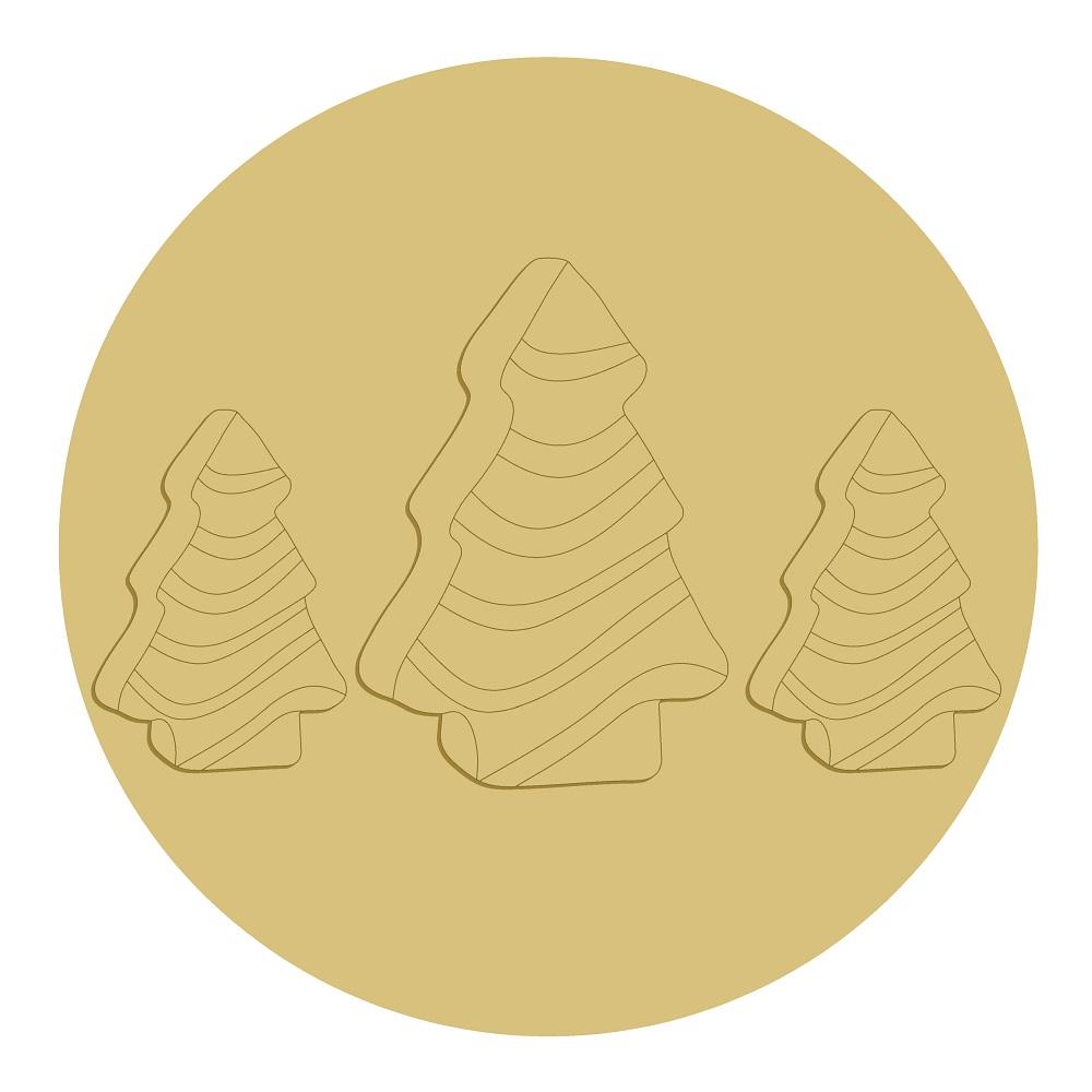 3D Round MDF Cutout Three Christmas Tree Silhouettes - Unfinished For DIY