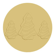 3D Round MDF Cutout Three Christmas Tree Silhouettes - Unfinished For DIY