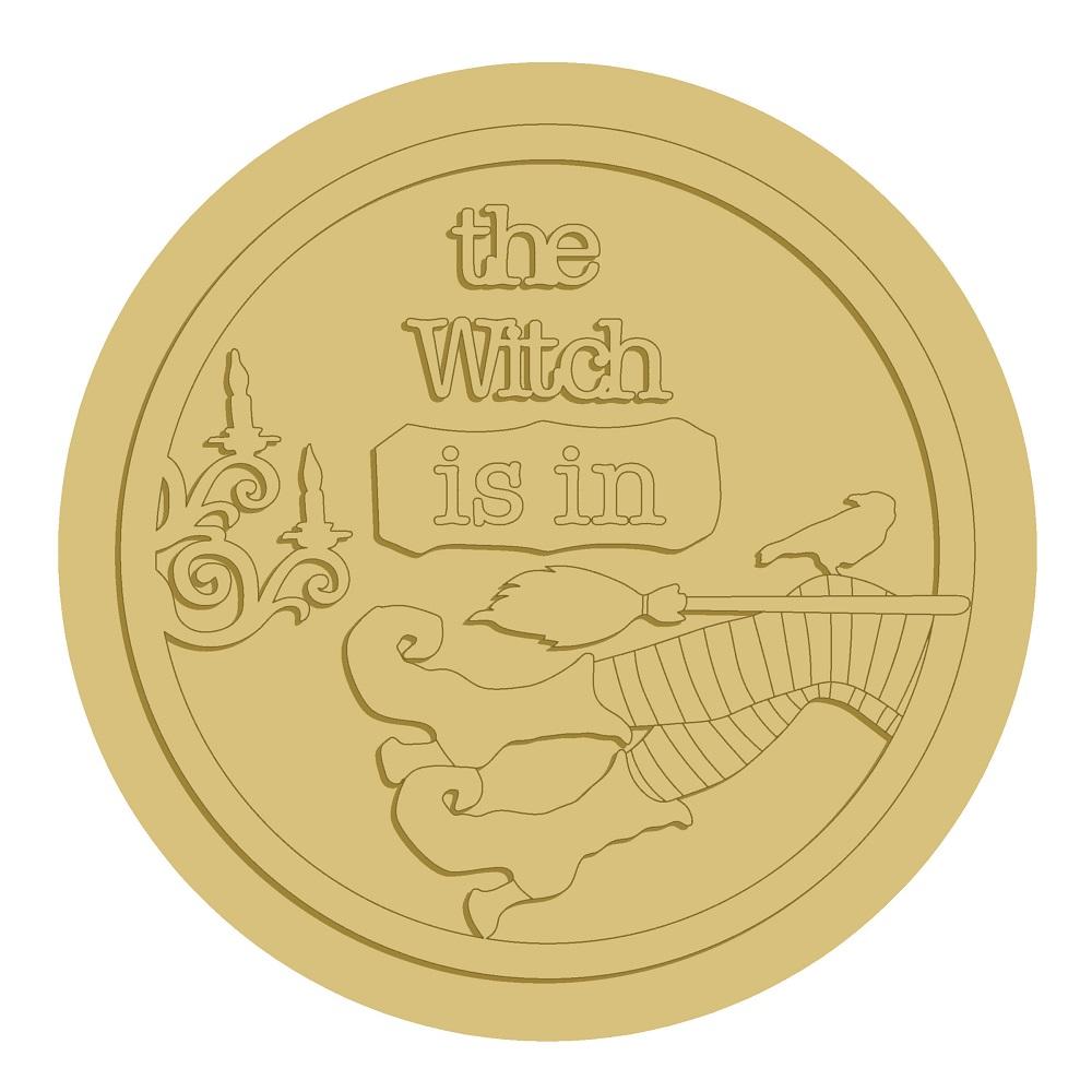 3D Round MDF Cutout The Witch Is In Style 1 - Unfinished For DIY