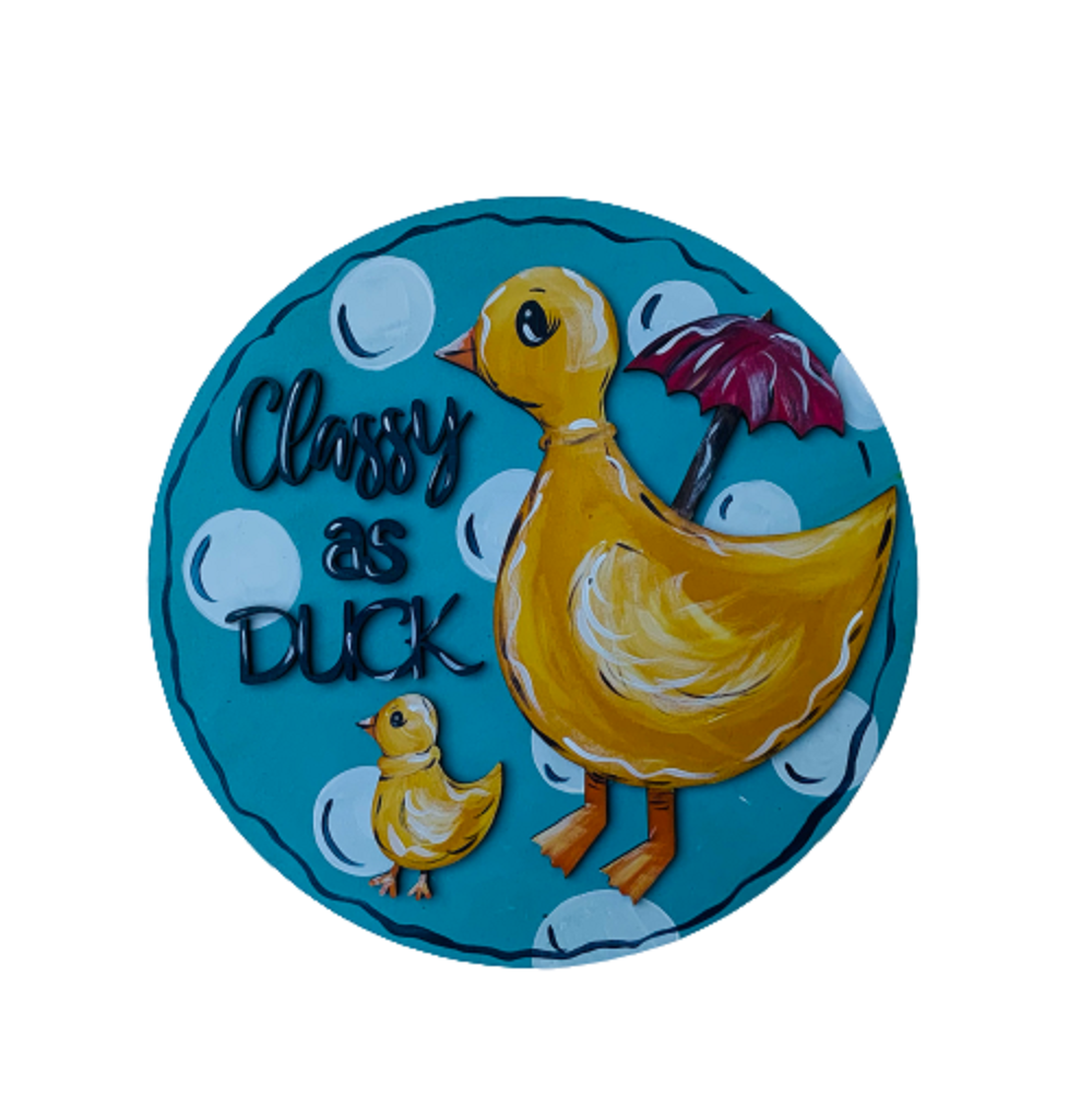 Design By Line Round MDF Cutout Classy As Duck - Unfinished For DIY
