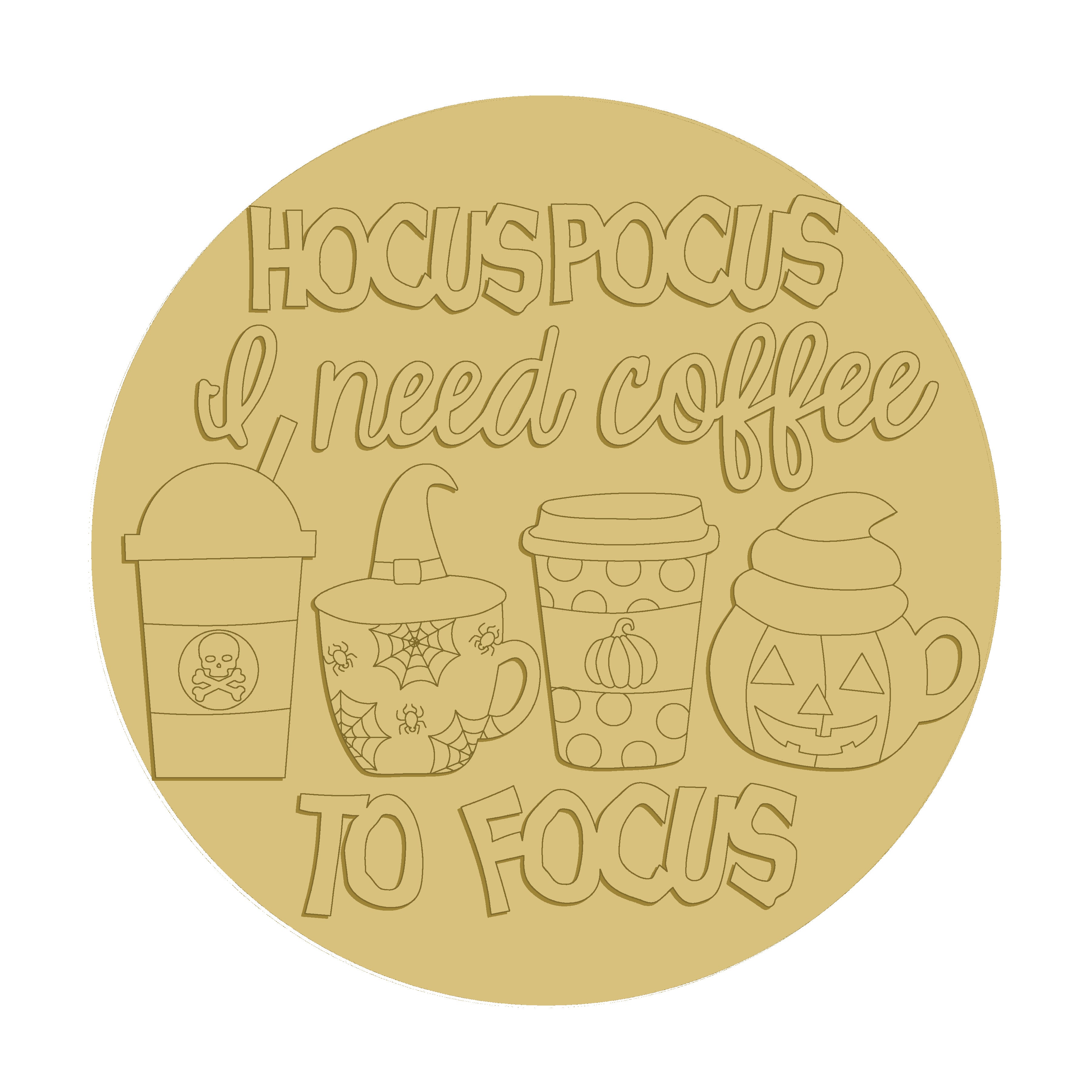 3D Coffee Focus Unfinished Wood Cutout Style 1 Art 1