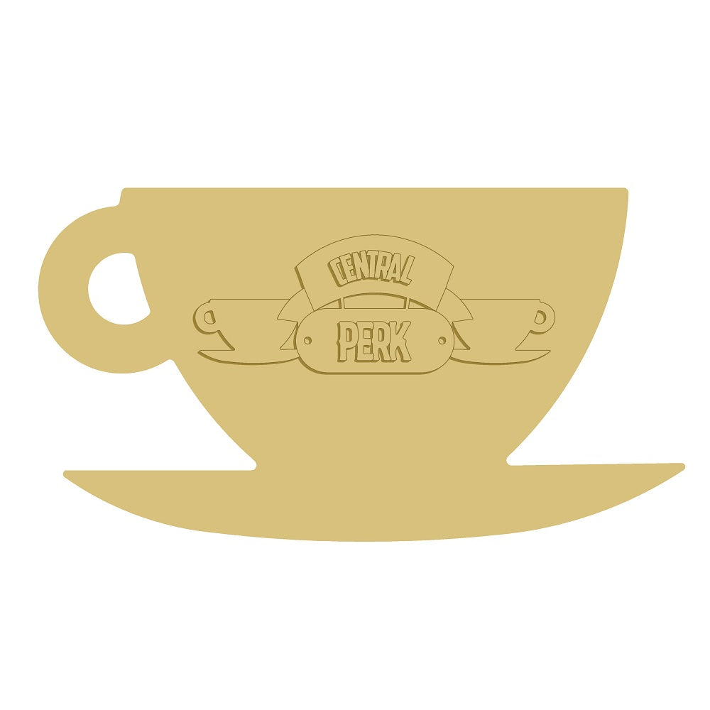 3D Cup MDF Cutout Central Perk Logo - Unfinished For DIY