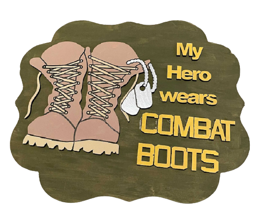 Design By Line Scalloped MDF Cutout My Hero Wears Combat Boots - Unfinished For DIY