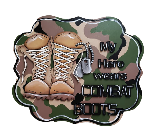 Design By Line Scalloped MDF Cutout My Hero Wears Combat Boots - Unfinished For DIY
