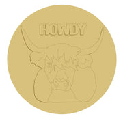 3D Round MDF Cutout Howdy Longhorn Cow - Unfinished For DIY