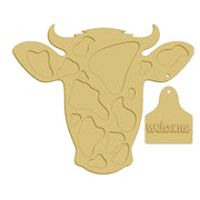 3D Cow Head MDF Cutout Welcome Tag - Unfinished For DIY