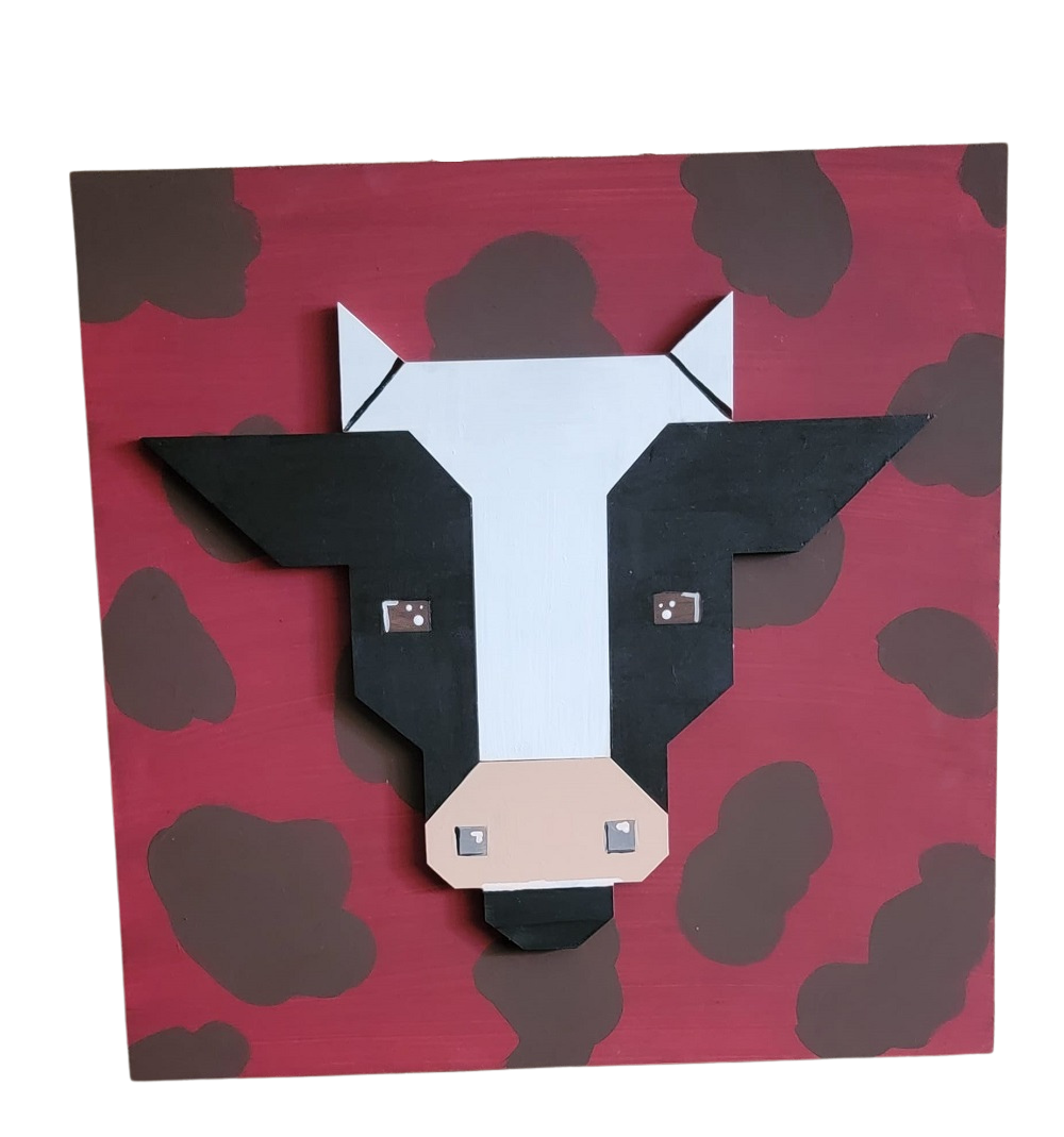 Design By Line Cow MDF Cutout Geometric Silhouette - Unfinished For DIY