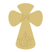 3D Cross MDF Cutout Joy Nativity Scene - Unfinished For DIY