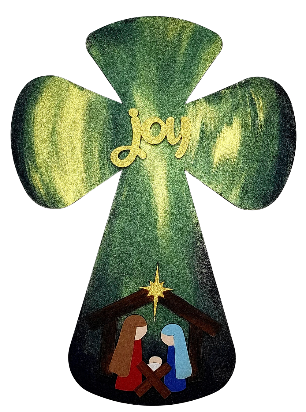Design By Line Cross MDF Cutout Joy Nativity Scene - Unfinished For DIY