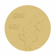 3D Round MDF Cutout Cupid With Wings Love You Hearts - Unfinished For DIY