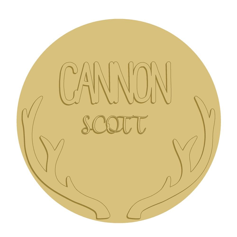 3D Round MDF Cutout Cannon Scott Antlers - Unfinished For DIY