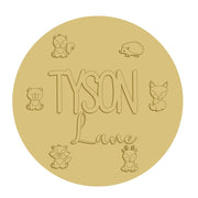 3D Round MDF Cutout Tyson Lane With Woodland Animals - Unfinished For DIY