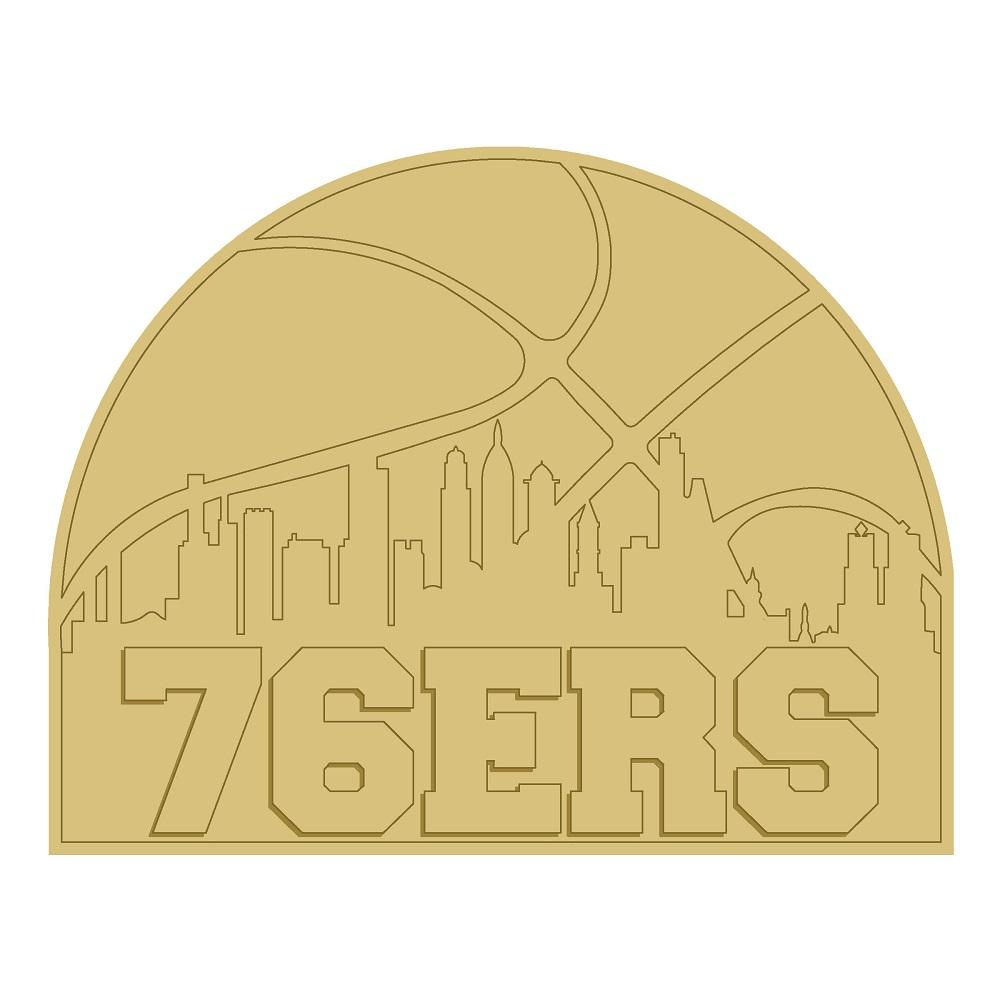 3D half Circle MDF Cutout 76ERS Skyline - Unfinished For DIY
