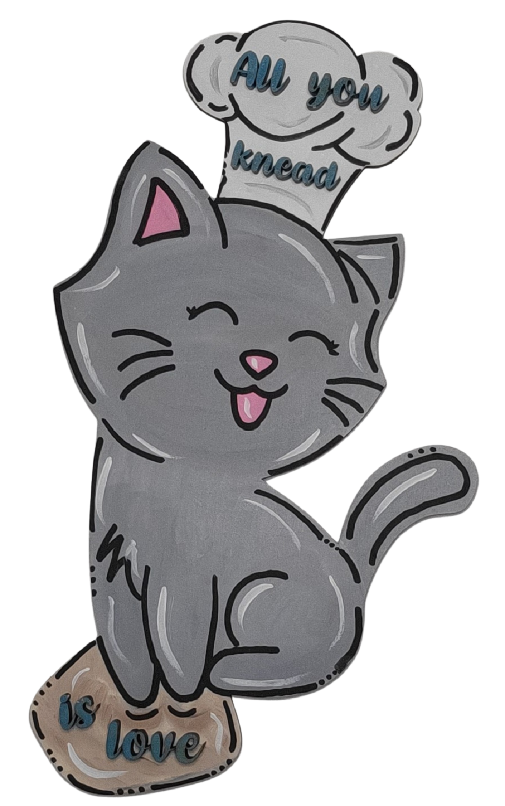 3D Design By Line Cat MDF Cutout All You Knead Is Love - Unfinished For DIY