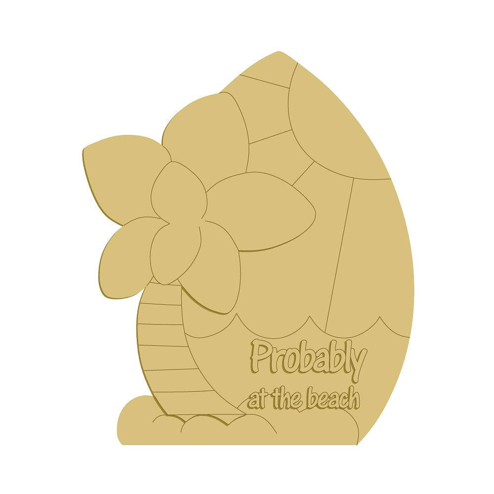 3D Design By Line Beach Scene MDF Cutout With Probably At The Beach Script - Unfinished For DIY